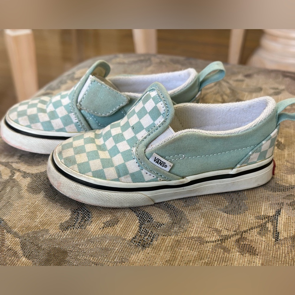 Vans Toddler Canal Blue Checkerboard Slip on Shoes
